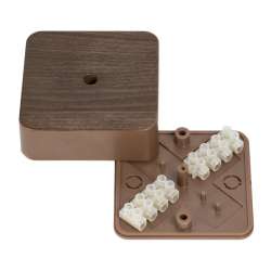 Коробка разветвительная КМР-030-030кг (75х75х26) с клеммником тёмное дерево EKF PROxima