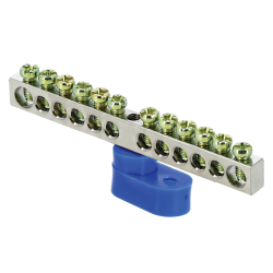 Шина "0" N (6x9мм) 12 отв. цинк синий угловой изолятор EKF PROxima