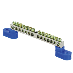 Шина "0" N (6x9мм) 14 отв. цинк 2 синих угловых изолятора EKF PROxima