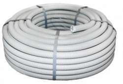 Труба ПВХ гибкая гофр. d16мм, тяжёлая с протяжкой, 100м, цвет серый EKF