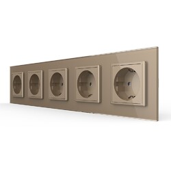 Розетка Livolo 5 модулей Золотая
