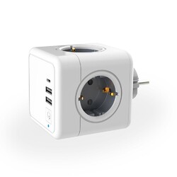 Разветвитель Cube Original 4 Euro 16A, 3 USB 2A+C с блоком 5В/3.0А RocketSocket, цвет белый-серый Разветвитель Cube Original 4 Euro 16A, 3 USB 2A+C с блоком 5В/3.0А RocketSocket, цвет белый-серый