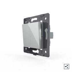 Двухклавишный проходной механический выключатель Livolo, цвет серый (механизм)