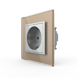 Розетка Livolo 1 пост Серая с золотой рамкой