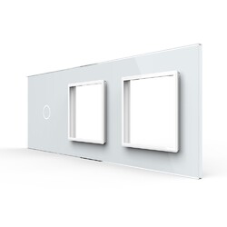 Панель для сенсорного выключателя и двух розеток Livolo, 1 клавиша, цвет белый, стекло