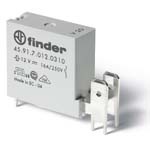 FINDER Низкопрофильное миниатюрное электромеханическое реле; монтаж на печатную плату; выводы с шагом 5мм + Faston 250(6.3x0.8мм); 1NO 16A; контакты AgNi (зазор >= 3мм); катушка 24В DС (чувствит.); степень защиты RTII(арт.459170240310)