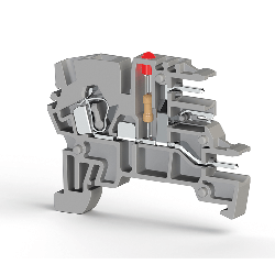 0.0.0.3.64075, Клеммник пружинный с 2-х ряд. разъёмом, с индикацией 220 VDC, на DIN-рейку, 2,5 мм.кв., (серый); PCY 2,5EL