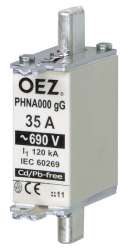 PHNA000 63A gG Плавкая вставка Un 690 V a.c./250 V d.c., размер 000, gG - характеристика для общего применения, без Cd/Pb, замена PHN000