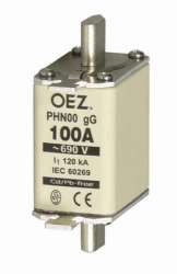 PHN00 100A gG Плавкая вставка Un 690 V a.c./250 V d.c., размер 00, gG - характеристика для общего применения, gF1 - характеристика для защиты ПВХ кабелей, без Cd/Pb, постепенно заменяется PHNA00