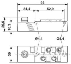 Phoenix contact 1516234 SACB- 4/3-L-M12-M8 Коробка датчика и исполнительного элемента