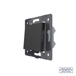 Двухклавишный перекрестный механический выключатель Livolo, цвет черный (механизм)