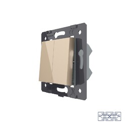 Двухклавишный перекрестный механический выключатель Livolo, цвет золотой (механизм)