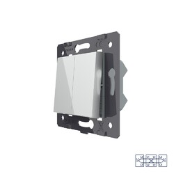 Двухклавишный перекрестный механический выключатель Livolo, цвет серый (механизм)