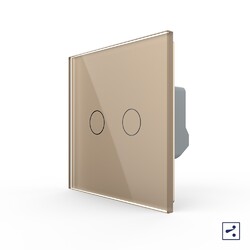 Двухклавишный проходной/перекрестный сенсорный выключатель Livolo, 1 пост, Золотой