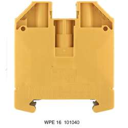 Weidmuller 1010400000 WPE 16 Исполнение: Клеммы PE, Винтовое соединение, 16 мм.кв, 1920 A (16 мм.кв), зеленый/желтый