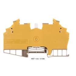 Weidmuller 1015900000 WDT 1.5/2 DB/GE Исполнение: Измерительная клемма с размыкателем, Винтовое соединение, 1.5 мм.кв, 250 V, 10 A, поворотный, Темно-бежевый, желтый