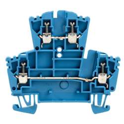 Weidmuller 1021580000 WDK 2.5 BL Исполнение: Проходная клемма, Двухуровневая клемма, Винтовое соединение, 2.5 мм.кв, 400 V, 24 A, синий