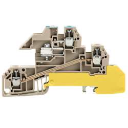 Weidmuller 1034100000 WDL 2.5/2/S/NT/L/PE-L/L Исполнение: W-серия, Распределительный клеммный блок для N-рейки, Расчетное сечение: 2.5 мм.кв, Винтовое соединение