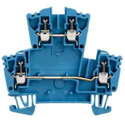 Weidmuller 1041180000 WDK 2.5 ZQV BL Исполнение: Проходная клемма, Двухуровневая клемма, Винтовое соединение, 2.5 мм.кв, 400 V, 24 A, синий