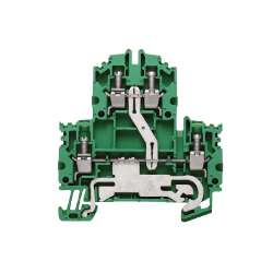 Weidmuller 1041920000 WDK 4N PE Исполнение: Клеммы PE, Двухуровневая клемма, Винтовое соединение, 4 мм.кв, 480 A (4 мм.кв), зеленый/желтый