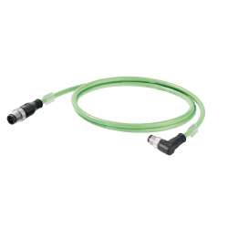 Weidmuller 1059770100 IE-C5DD4UG0100MCSMCA-E Исполнение: Тросовый кабель, PROFINET, M12 IP 67, прямая вилка, Вилка угловая M12 IP 67, Кат.5 (ISO/IEC 11801) / кат.5e (TIA T568-B), Полиуретан, 10 m