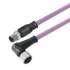 Weidmuller 1062310150 SAIL-M12GM12W-PB-1.5D Исполнение: Шина - провод, Соединительная линия, M12/M12, Количество полюсов: 2, 1.5 m, Вилка, прямая - Гнездо, угловое, Экранированный: Да, Светодиод: Нет, Материал оболочки: Полиуретан, Галогены: Нет