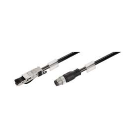 Weidmuller 1220310003 IE-C5DB4WE0003MCSA20-E Исполнение: Системный кабель, M12 IP 67, прямая вилка, RJ45 IP 20, инструмент не требуется, Cat.5 (ISO/IEC 11801), Radox GKW S, 0.3 m