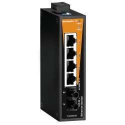 Weidmuller 1286540000 IE-SW-BL05T-4TX-1ST Исполнение: Сетевой выключатель, unmanaged, Fast Ethernet, Количество портов: 4x RJ45, 1 * ST, многомодовый, IP30, -40 °C...75 °C