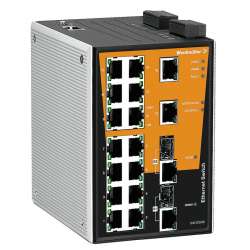 Weidmuller 1286970000 IE-SW-PL18MT-2GC-16TX Исполнение: Сетевой выключатель, managed, Gigabit Ethernet, Количество портов: 16 * RJ45 10/100BaseT(X), 2* комбинированных порта (10/100/1000BaseT(X) или 1000BaseSFP), IP30, -40 °C...75 °C