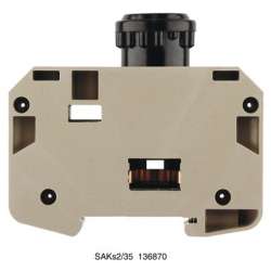 Weidmuller 1368700000 SAKS 2/35 DB Исполнение: SAK-серия, Клемма с предохранителем, Расчетное сечение: 10 мм.кв, Винтовое соединение, Темно-бежевый, Непосредственный монтаж