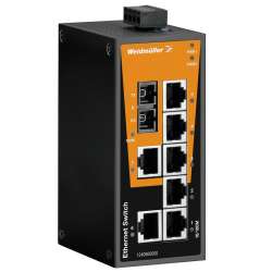 Weidmuller 1412070000 IE-SW-BL08-7TX-1SC Исполнение: Сетевой выключатель, unmanaged, Fast Ethernet, Количество портов: 7x RJ45, 1 * SC, многомодовый, IP30, -10 °C...60 °C