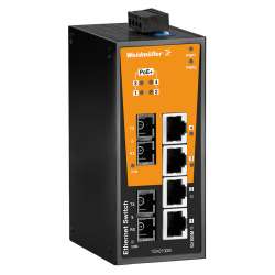 Weidmuller 1504210000 IE-SW-BL06-4POE-2SC Исполнение: Сетевой выключатель, unmanaged PoE, Fast Ethernet, Количество портов: 4 * RJ45 10/100 BaseT(X) PoE+, 2 * SC, многомодовый, IP30, 0 °C...60 °C