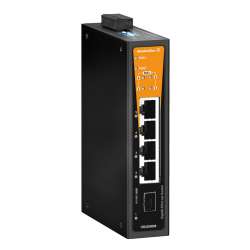 Weidmuller 1504360000 IE-SW-BL05-1GS-4GTPOE Исполнение: Сетевой выключатель, unmanaged PoE, Gigabit Ethernet, Количество портов: 4 * RJ45 10/100/1000BaseT(X) PoE+, 1* Slot 1000BaseSFP, IP30, 0 °C...60 °C