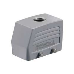Weidmuller 1654220000 HDC 10B TOBU 1PG16G Исполнение: HDC - корпус, Типоразмер: 4, Вид защиты: IP65, Вход кабеля сверху, Корпус для вилки, Поперечная скоба для фиксации на нижней части, Стандартный, Типоразмер кабельных вводов: PG 16