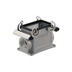 Weidmuller 1665980000 HDC 32A SBU 2PG21G Исполнение: HDC - корпус, Типоразмер: 7, Вид защиты: IP65, Корпус цоколя, Поперечная скоба для фиксации на нижней части, Стандартный, Типоразмер кабельных вводов: PG 21