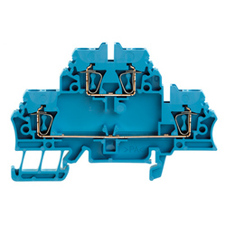 Weidmuller 1678630000 ZDK 2.5 BL Исполнение: Проходная клемма, Двухуровневая клемма, Пружинное соединение, 2.5 мм.кв, 500 V, 20 A, синий