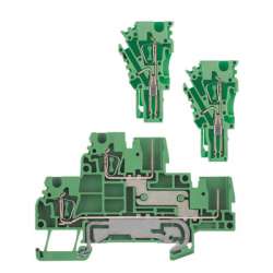 Weidmuller 1815170000 ZDT 2.5/2 PE Исполнение: Z-серия, Двухуровневая клемма, Расчетное сечение: 2.5 мм.кв, Пружинное соединение, зеленый/желтый