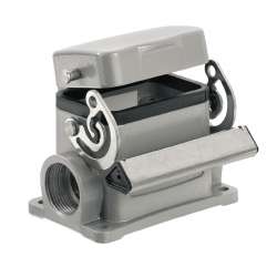 Weidmuller 1900820000 HDC 16D SDLU 1M25G Исполнение: HDC - корпус, Типоразмер: 3, Вид защиты: IP65, Корпус цоколя, Продольная скоба для фиксации на нижней части, высокий, с крышкой, Типоразмер кабельных вводов: M 25