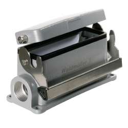 Weidmuller 1904440000 HDC 64D SDLU 1M32G Исполнение: HDC - корпус, Типоразмер: 8, Вид защиты: IP65, Корпус цоколя, Продольная скоба для фиксации на нижней части, высокий, с крышкой, Типоразмер кабельных вводов: M 32