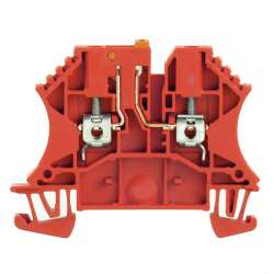 Weidmuller 1950680000 WTR 2.5 RT Исполнение: Измерительная клемма с размыкателем, Винтовое соединение, 2.5 мм.кв, 500 V, 24 A, поворотный, красный