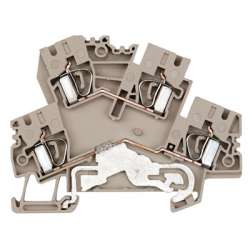 Weidmuller 8671120000 ZDK 4-2/DU-PE Исполнение: Проходная клемма, Двухуровневая клемма, Пружинное соединение, 4 мм.кв, 800 V, 32 A, Темно-бежевый